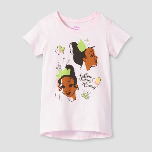 Girls' Disney Tiana Follow Your Dreams Short Sleeve Graphic T-shirt - Pink  : Target