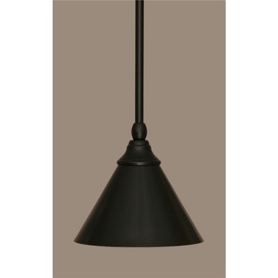 Toltec Lighting Any 1 - Light Pendant in  Matte Black with 7'' Brushed Nickel Cone Metal Shade Shade