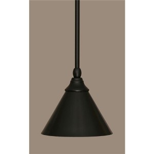 Toltec Lighting Any 1 - Light Pendant in  Matte Black with 7'' Brushed Nickel Cone Metal Shade Shade - 1 of 1