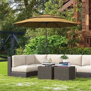 PAGED 9FT 3-Tier Patio Umbrella Outdoor Market Umbrella with Push Button Tilt, Crank and 8 Ribs for Garden, Poolside, Base Not Included - 1 of 4