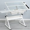Standing Desk Modern with Adjustable Glass Top and Storage Drawers for Home Office 39in Wide-3irtyhousy - 3 of 4