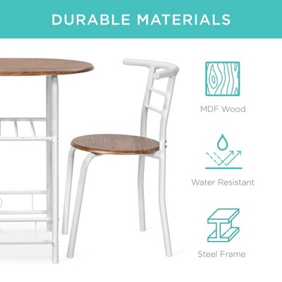 Compact White and Brown Wood Dining Set with Steel Frame