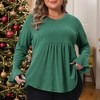 Women's Plus Size Pleat Peplum Curved Hem V Neck Ruffle Sleeve Casual Tunic Blouses - Agnes Orinda - 2 of 4