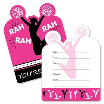 Big Dot of Happiness We've Got Spirit - Cheerleading - Shaped Fill-in Invitations - Birthday Party Invitation Cards with Envelopes - Set of 12