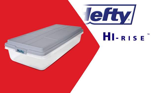 Hefty 63qt Hi-Rise Underbed Clear Storage, 2 of 8, play video