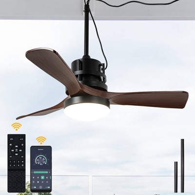 Bella Depot 42" Outdoor Black Ceiling Fan with LED Light Kit and Remote Waterproof Ceiling Fan