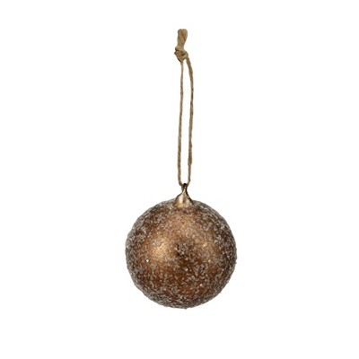 Allstate Floral Bronze Iced Glass Christmas Ball Ornament 3.25" (80mm)