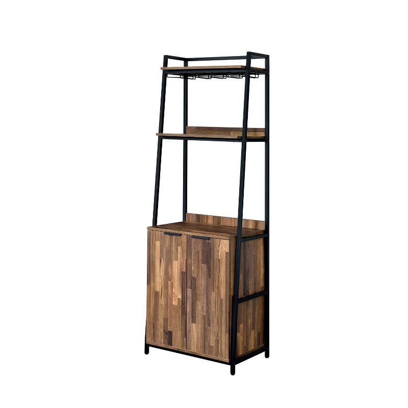 73.63&#34; Moniave Bookcase with Wine Glass Rack Oak/Black - HOMES: Inside + Out, 1 of 6