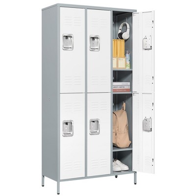 Mlezan 72" Metal Locker:3 Doors, BLack&Grey Steel Storage for Office, School,Gym,or Home. Durable and Versatile Employee or Personal Storage Solution.