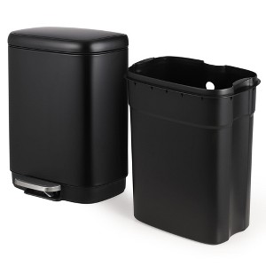 Trash Can, Gallon Odor Control Indoor Trash Can, Stainless Steel Garbage Bin with Silent Closing Lid, for Bathroom, Kitchen, Office, Black - 1 of 4
