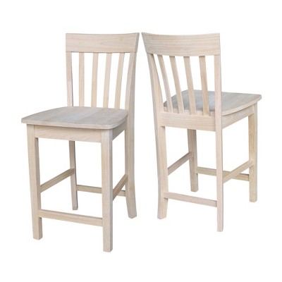 Brown Solid Wood 24" Slatback Stool