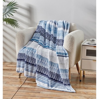 Anissa Blue and White Fleece 50x70 Decorative Throw Blanket