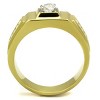 Slickblue Men’s Gold Band Ring with Clear CZ, Center Stone and Side Accents, Stainless Steel, Sizes 8–13 - 3 of 4