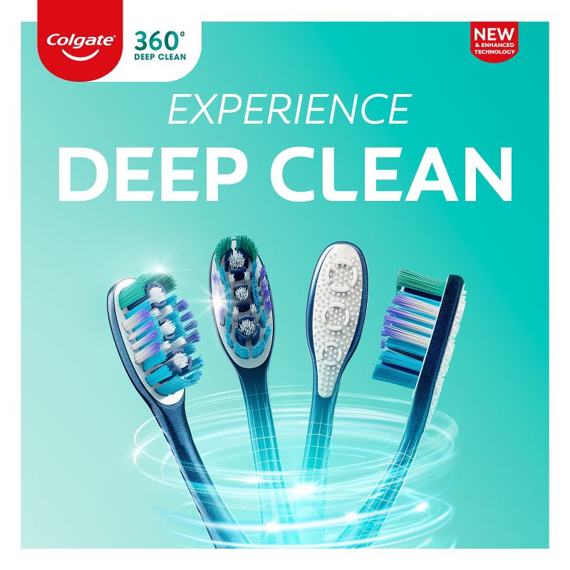 Colgate 360 Toothbrush with Tongue and Cheek Cleaner Medium - 4ct, 4 of 8