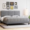 King Bed Frame with Velvet Headboard, Upholstered Platform Base & 1000 lbs Support - 3 of 4