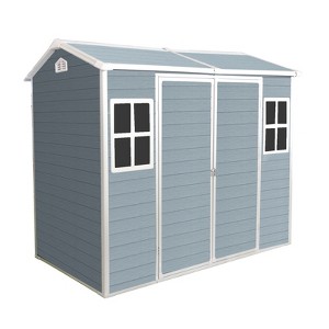 NicBex Resin Outdoor Storage Shed with Lockable Doors,2 Windows and Floor Base for Backyard Garden,Patio - 1 of 4