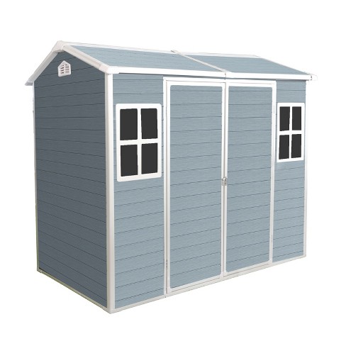 NicBex Resin Outdoor Storage Shed with Lockable Doors,2 Windows and Floor Base for Backyard Garden,Patio - image 1 of 4