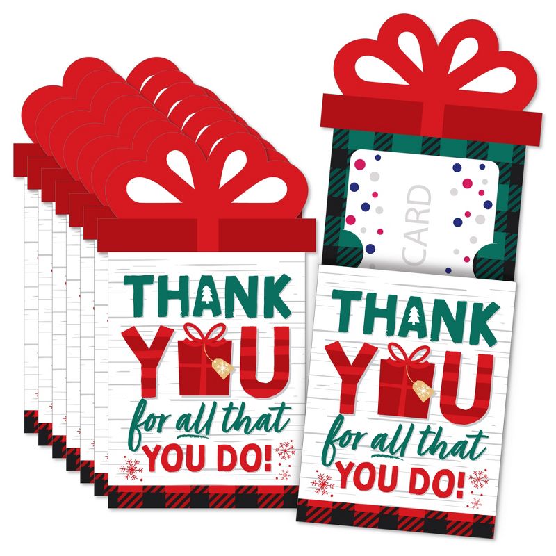 Big Dot of Happiness Holiday Thank You - Christmas Appreciation Money and Gift Card Sleeves - Nifty Gifty Card Holders - Set of 8, 1 of 9