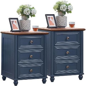 GYIIYUO 18" Wood Nightstand, Bedside End Table with Storage and Roman Column, Bed Side Tables Cabinet Dresser for Bedroom, Living Room - 1 of 4