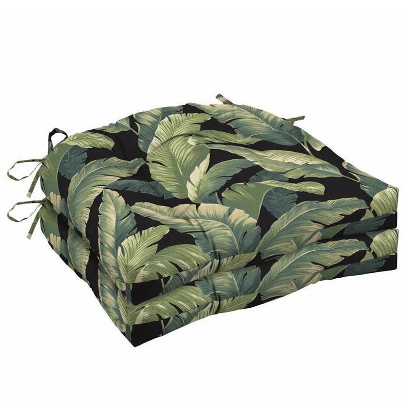 Onyx Cebu Outdoor Wicker Chair Cushions, 2-Pack, Green Leaf Print