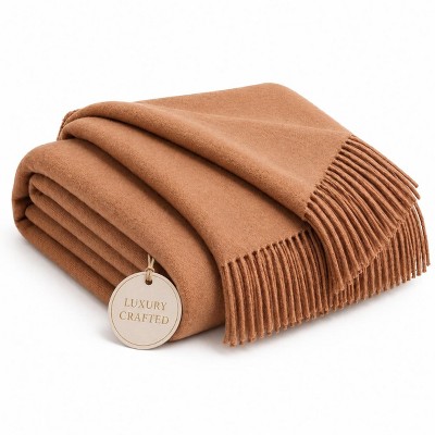 Lincove Signature 100% Cashmere Throw Blanket, Hand-Tied Fringe