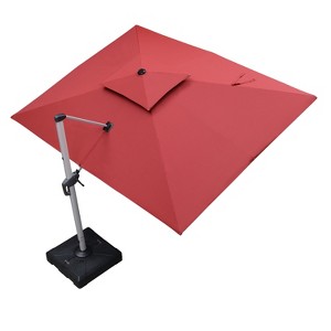 PURPLE LEAF Patio Outdoor Cantilever Umbrella with Heavy Duty Base Large Rectangle Umbrella Windproof Offset Umbrella for Garden Deck Pool - 1 of 4