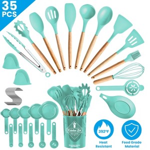 KTMBDW 35Pcs Kitchen Cooking Utensils Set Spatula Set Baking Utensil Set Kitchen Accessories with Holder Egg Whisk Separator Tong Turner Spoons Cups - 1 of 4