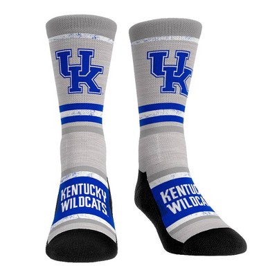 NCAA Kentucky Wildcats Adult Cool Gray Block Crew Socks - L/XL