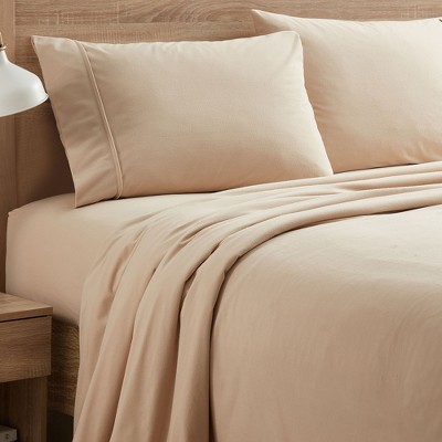 Twin Sand Organic Cotton Flannel Deep Pocket Sheet Set