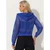 INSPIRE CHIC Women's Zip Up Long Sleeve Mesh Sheer Hoodie Bomber Jackets - 3 of 4