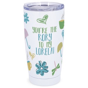 Elanze Designs 20 oz Stainless Steel On the Go Insulated Travel Tumbler With Push Top Lid, Rory To My Lorelai White - 1 of 4
