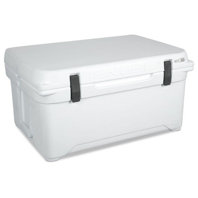 Engel Coolers 47.5 Quart 48 Can Durable High Performance Seamless Rotationally Molded Ice Cooler for Camping, Hunting, and Fishing, White