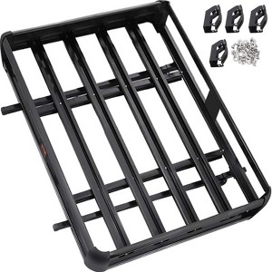 VEVOR Universal 64x40 Inch Roof Basket, Basket Roof Rack, Aluminum Roof Mounted Cargo Rack with Bars XL-B, Black (63"X 40" Roof Rack) - 1 of 4