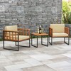 Costway 3 PCS Patio Chair Set Acacia Wood Sofa Set with Metal Support Soft Seat Cushions - 4 of 4