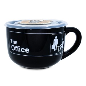 Silver Buffalo The Office Title Sign Ceramic Soup Mug With Lid | Holds 24 Ounces - 1 of 4