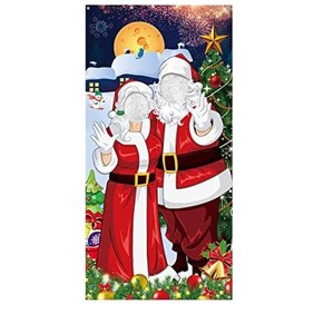 Aoibox Christmas Face in Hole Photo Booth Backdrop 1 Piece 72 x 36 Inch Funny Santa Door Decoration for Holiday Party - 1 of 4
