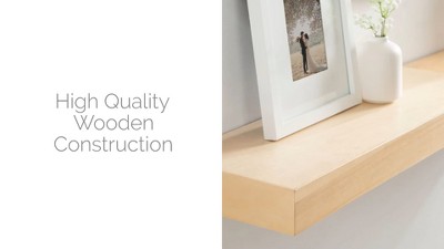 Natural Light Brown Wooden Floating Accent Shelves, Set of 2