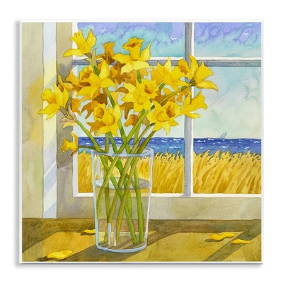 Stupell Industries Daffodils in Seaside Window, 12" x 12"