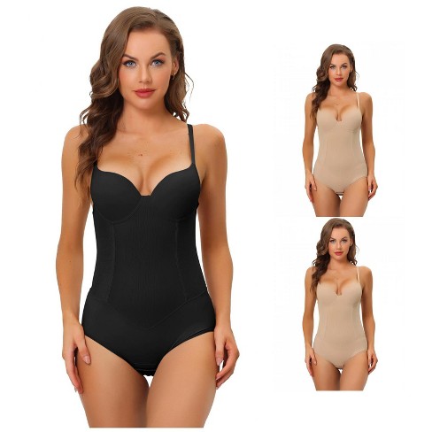 INSPIRE CHIC Women's Adjustable Shoulder Strap Shaping Leotard Jumpsuit 3 Packs - image 1 of 4