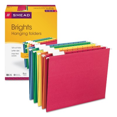 Smead Hanging File Folders 1/5 Tab 11 Point Stock Letter Assorted Colors 25/Box 64059