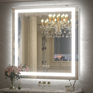 Apmir Super Bright Front & Back LED Lighted Anti-Fog Tempered Glass Bathroom/Vanity Mirror with ETL & 3-Year Warranty - 1 of 4