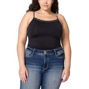 WallFlower Women's Insta Smooth Arlo Seamless Jersey Crop Lace Trim Cami 2 Pack - 1 of 4