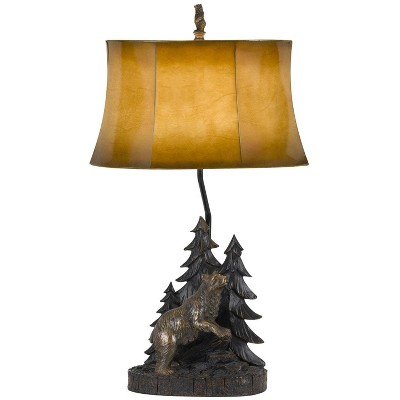 Cal Lighting 150W 3 Way Forest Resin Table Lamp With Leatherette Shade - Antique Bronze