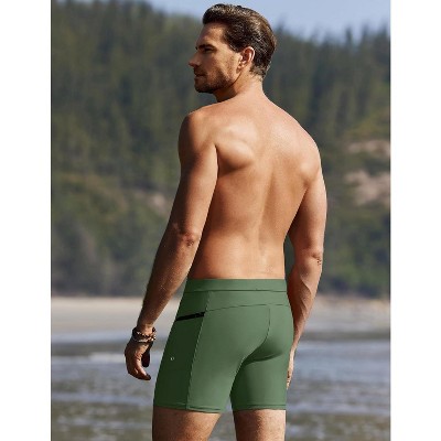 Ekouaer Mens Tight Swim Trunks Quick Dry Swim Briefs 5 inches Swimwear Zip Pockets Bathing Suit with Mesh Lining Palm Tree Blue XL — фото 3