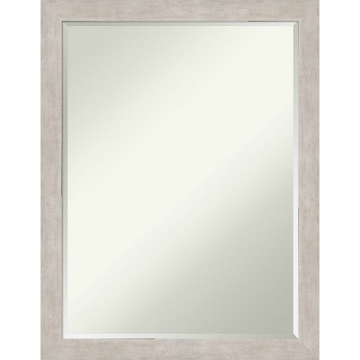 Amanti Art Marred Silver Petite Bevel Wood Bathroom Wall Mirror 26.5 x 20.5 in.