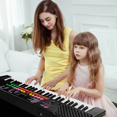 54-Key Black and White Electronic Keyboard with Microphone
