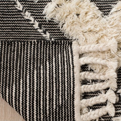 Hand-Knotted Black Wool Rectangular Rug 3' x 5'