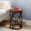 Lirago Brown Round End Table MDF Metal Frame 17.72"D x 17.72"W x 23.62"H Industrial Side Table Storage Shelf - 2 of 4