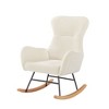 CAVINAS Teddy Fabric Rocking Chair,Plush High Back Armchair with Solid Wood Legs,250lb Capacity Comfy Nursery and Living Room Chair,Off White - 2 of 4