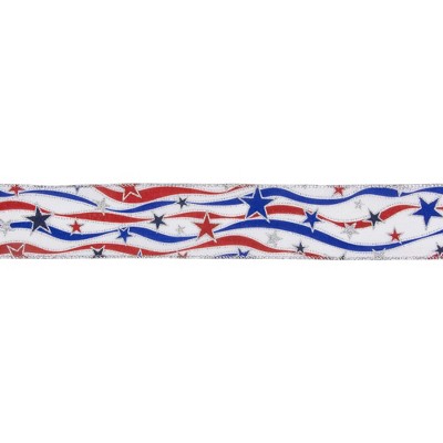 Northlight Wired Patriotic Banner Craft Ribbon - 2.5" x 10 Yards